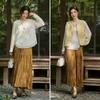 Elegant Chinese Style Embroidered Chiffon Blouse