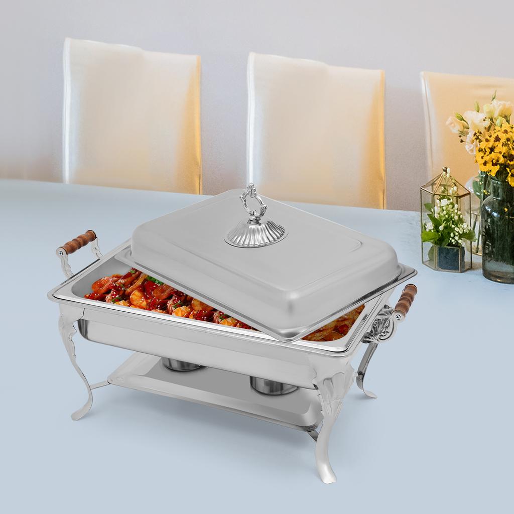 Professional Single-Well Chafer, 9 Quart Stainless Steel Buffet Server w/ Frame, Elegant European Design for Catering, Banquets