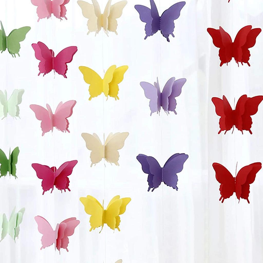 Romantyczna i przyciągająca wzrok girlanda z motyli do dekoracji przyjęcia weselnego, dekoracja na przyjęcie urodzinowe