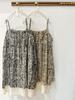 Sweet Mori Girl Lace Camisole Dress: Retro Midi-Length Layered Skirt for Women, Features Dye-Painted Leaf Design, Spring Arrival.