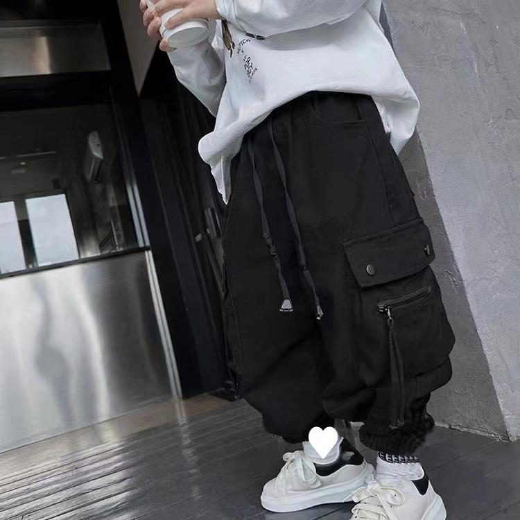 

Cotton Boys Cargo Pants Spring Autumn Big Kids Sport Long Pants Teenage Streetwear Baggy Trousers Children Fashion Joggers Pants 160cm чорний