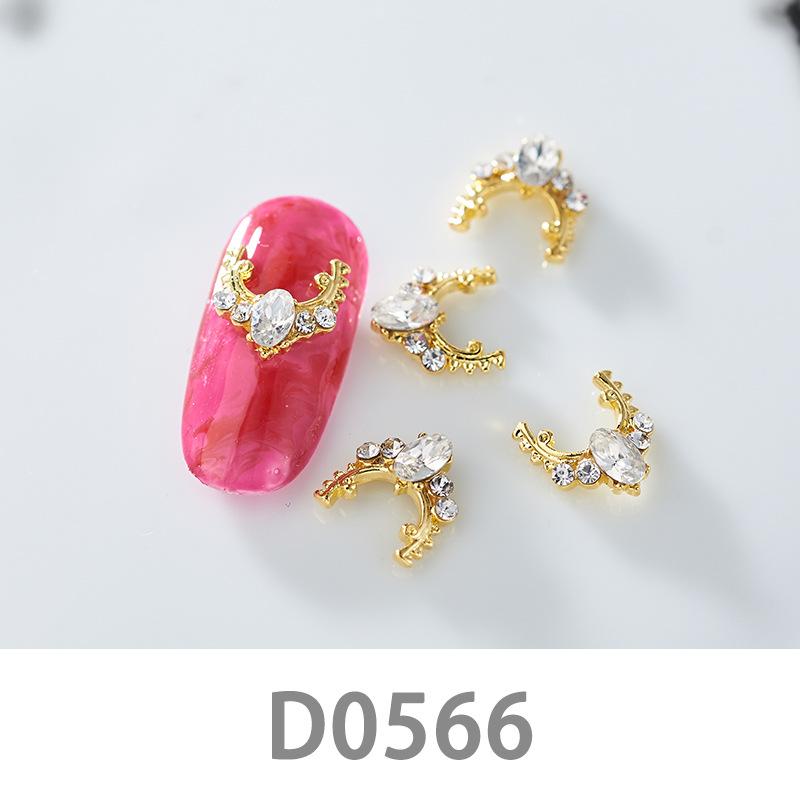 10Pcs Gold Silver Elk Antler Shape Alloy Diamond Nail Ornament Manicure Decoration Accessories