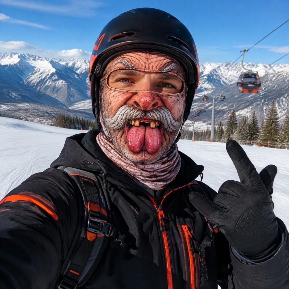 Soft Lightweight Fabric Funny Face Balaclava Breathability Realistic Printed Ski Mask Cycling