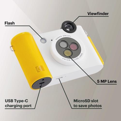 Kodak Smile+ Instant Print Camera, 2X3'', White