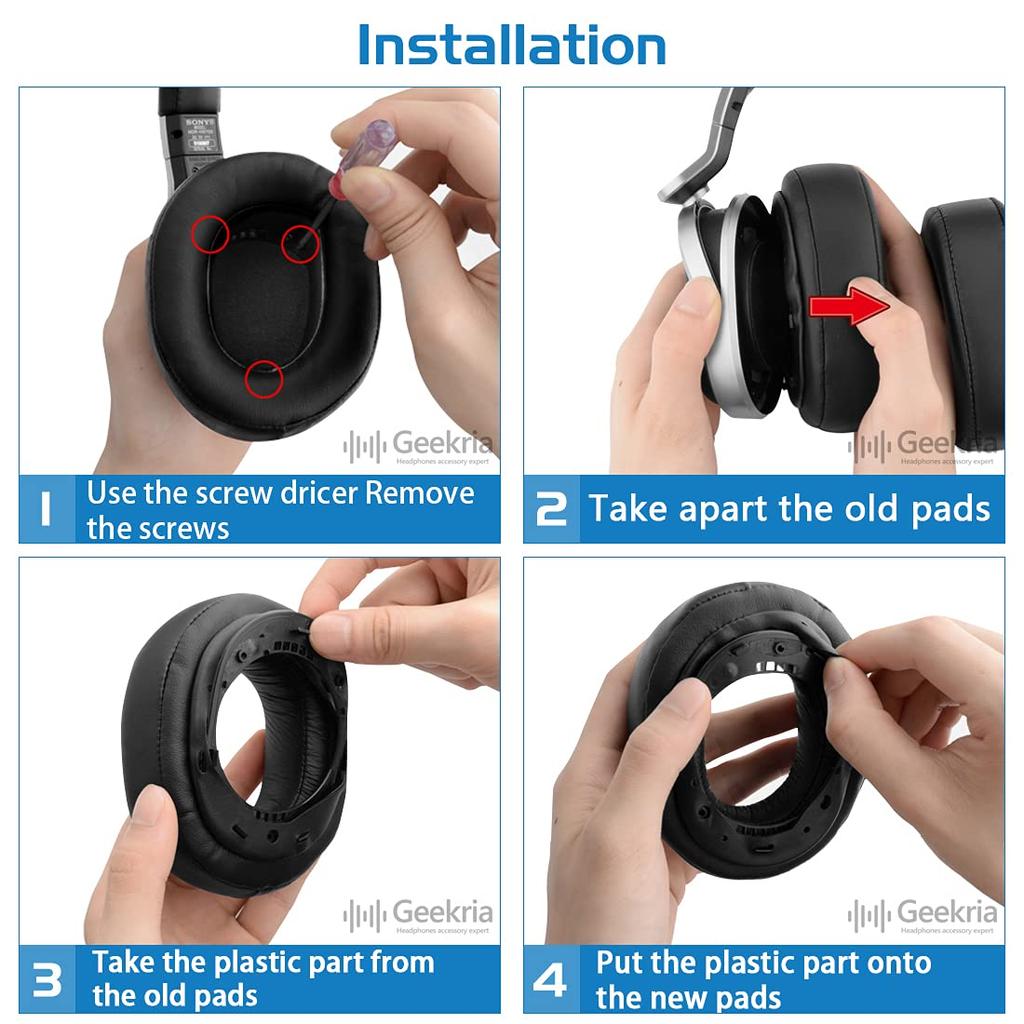 Geekria Replacement Ear Pads and Headband Cover Set for Sony MDR-HW 700/700DS Headphones