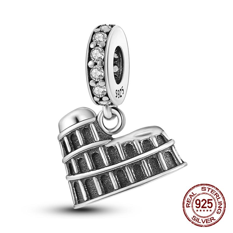 Inlaid Zircon Charm Beads Copper Color Love Heart Snake Dangle Fit Original Bracelet Charms Pendant Jewelry