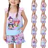 Girls Sleeveless Top and Shorts Set Casual Loose Fit Homewear Outfit Summer Lightweight Soft Fabric Comfortable Design