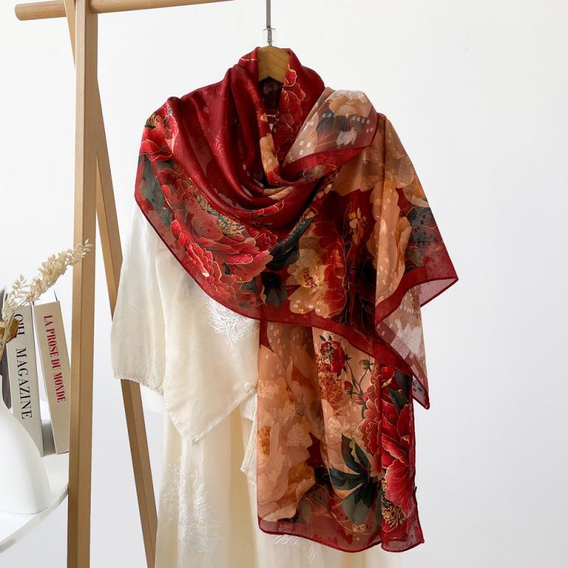 

Шарф с китайским элементом, женский шарф-шаль с принтом феникса, свадебный подарок-шарф 180*70cm