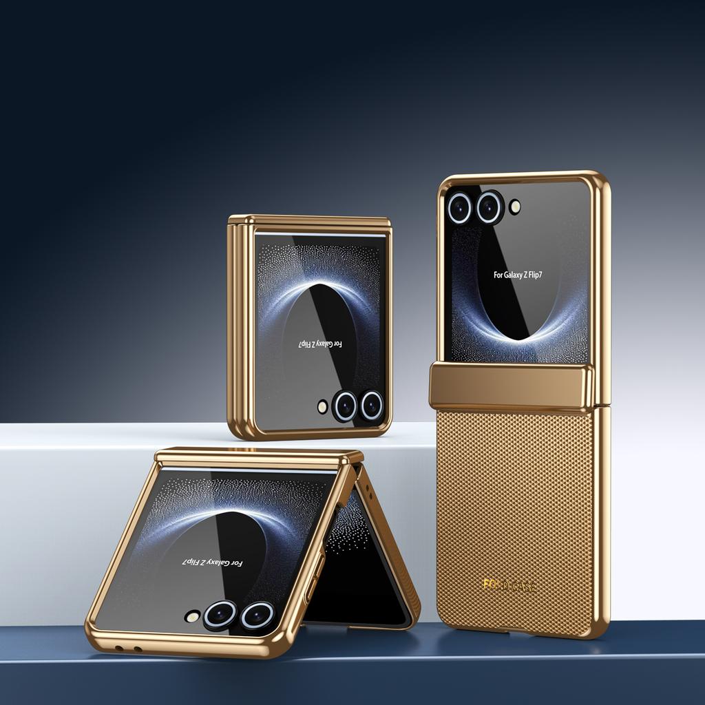 Custodia in Pelle con Motivo a Diamante Galvanizzato Per Samsung Galaxy Z Flip 8 7 FE 6 5 4 3 Cerniera Protezione Lente Copertura Temperata
