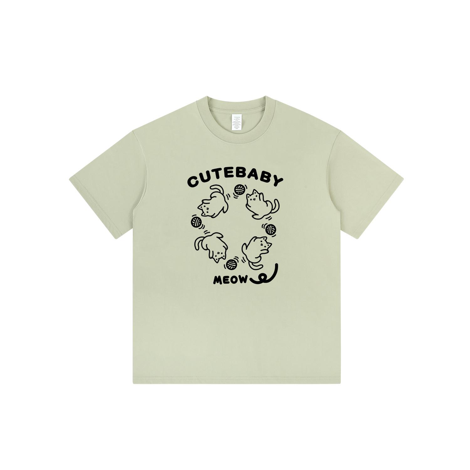 

2024 Summer Unisex T-Shirt: Japanese Kitten Print, Short Sleeve, Niche Design Sense Small