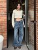 Yuyi Women's Retro Wide-Leg Jeans, Spring 2024 Korean Style