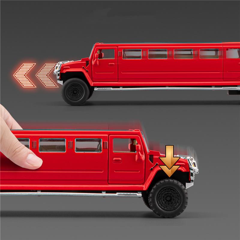 1/32 HUMMER H2 Extended Version Alloy Car Model Diecasts Metal Business Vehicles Car Model Sound Light Simulation Kids Toys Gift