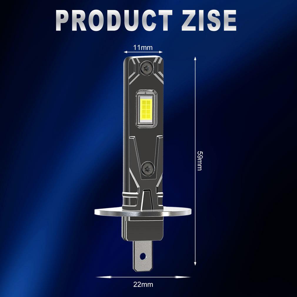 2 st 15000LM H1 LED Strålkastarlampor Mini Canbus H1 LED-lampa för Bilstrålkastare Fläktlös DRL-ljus Auto Diod Dimljus 12V 6500K Vit