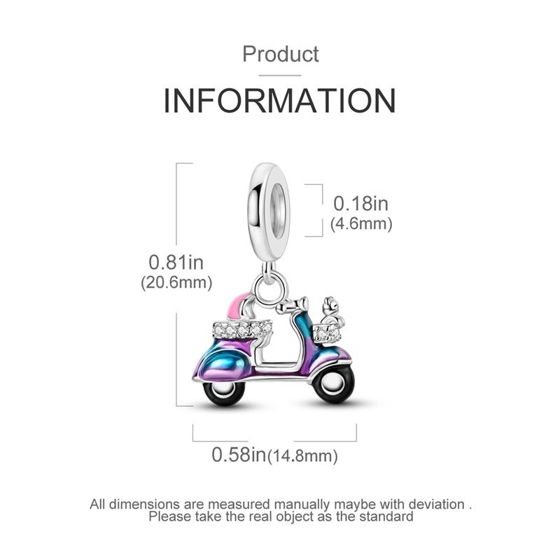 Original Charms Copper Craft Blue Purple Electric Bike Cat Motif Pendants Fit Beads Plata Bracelets For Women Jewellery Making