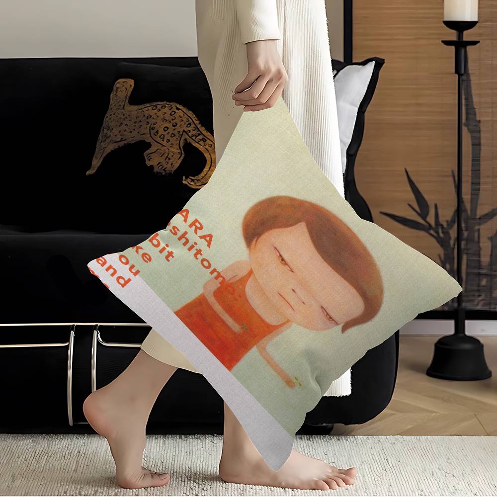 Yoshitomo Nara Artworks Art Cushion Cover Car Throw Pillow Case For Sofa Car Christmas Gift 40x40cm 45x45cm 12x12Inch