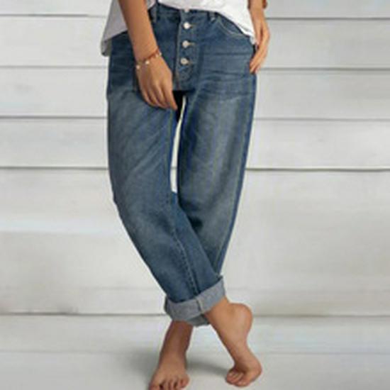 Cross-Border Women's Denim Shorts: Buttoned, Slim Fit, Half-Body Print, Casual, Elastic, Versatile Hot Pants
