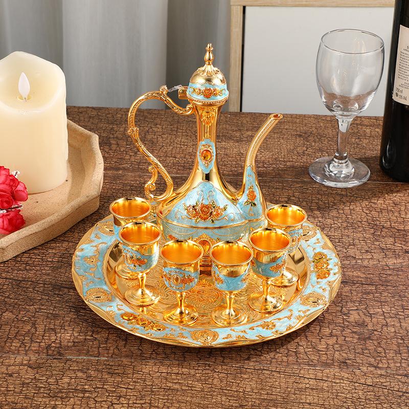 Set da Vino in Metallo Piccolo Motivo Rosa Set da Vino Bianco Set Caraffa da Vino