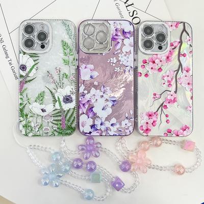 Für IPhone 16E Blume Handyhülle Armband für Apple 15promax Glitzernder Puder Linsenfolie Beschichtete Hülle