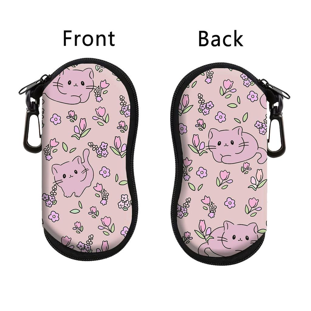 Cute Cat Soft Eyeglasses Case Cute Ultra Light Neoprene Sunglasses Case With Belt Clip,Soft Reading Glasses Case Women Men