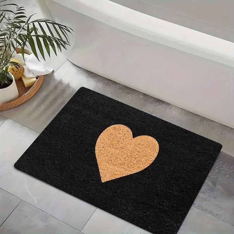 Heart Shaped Non-Slip Floor Mat Absorbent Washable Decorative Area Rug for Entrance Outdoor Bathroom Home Camping