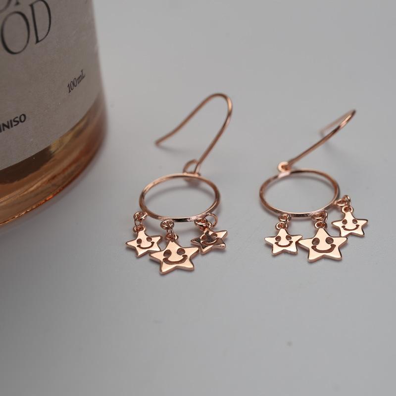 

Серьги в корейском стиле с круглыми полыми звездами и смайликом, супер фея, серьги с кисточками, модные и универсальные серьги