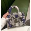 A High-end, Light Luxury, Niche Crocodile and Snake Pattern Small Box Bag with A Shoulder and Hand