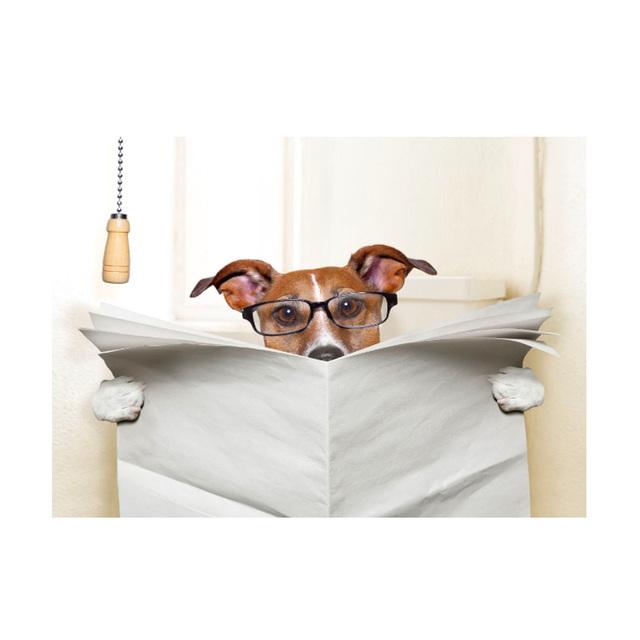 Toilet Decor Wall Art Cute Dog Canvas Painting Animal Posters and Prints Wall Pictures for Nursey Kitchen Kids Room Decoration No Frame