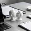 Elegant Sculptures 3D Printed Couple Kissing Head Sculpture, White Modern Art Statue Anniversary Romantic Craft for Living Room Bedroom, Minimalist