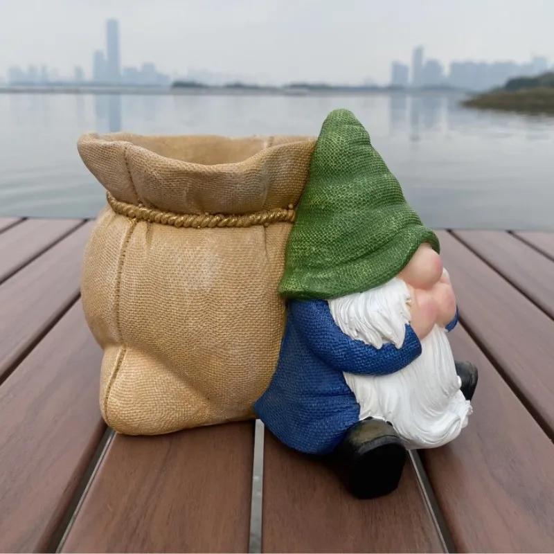 Creative Dwarves Decorate Flower Pots Elf Plant Pot Desktop Ornaments Halloween Christmas Gifts, Resin Crafts