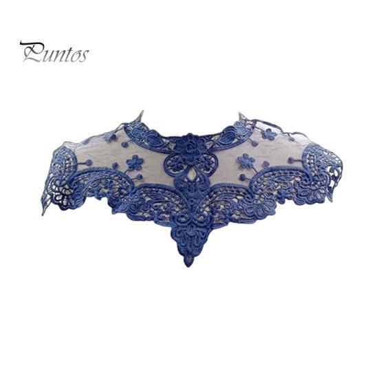 Lace Embroidered Fake Collar Hollow See-through Lace Flower Pattern False Collar Lace Embellished Clothing Accessory