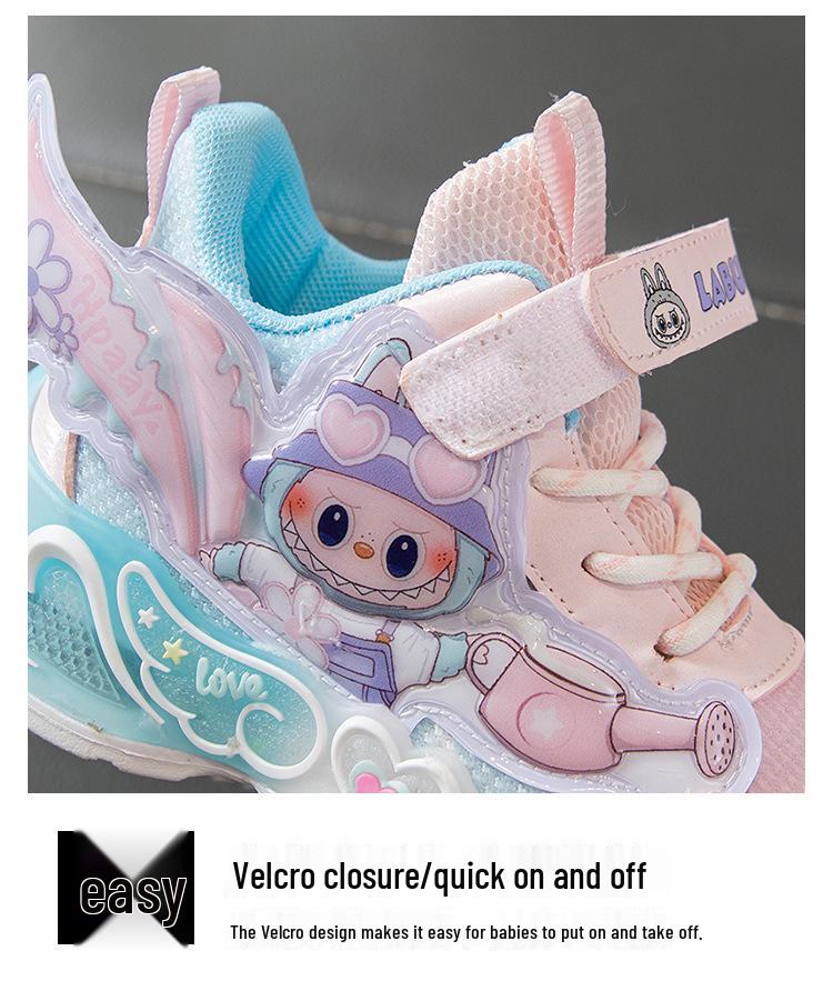 Labubu 2025 Herbst Leucht-Mesh-Sneaker für Grundschulmädchen