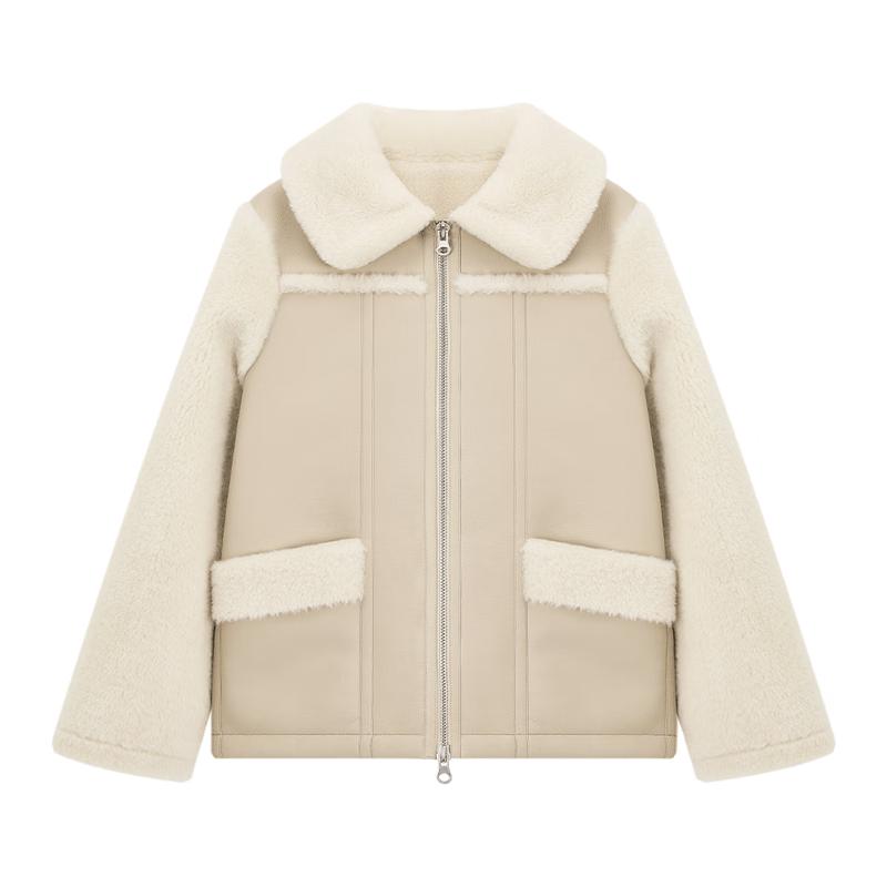 ELLE KIDS Girls Winter Color Block Faux Fur Lapel Coat 110/120