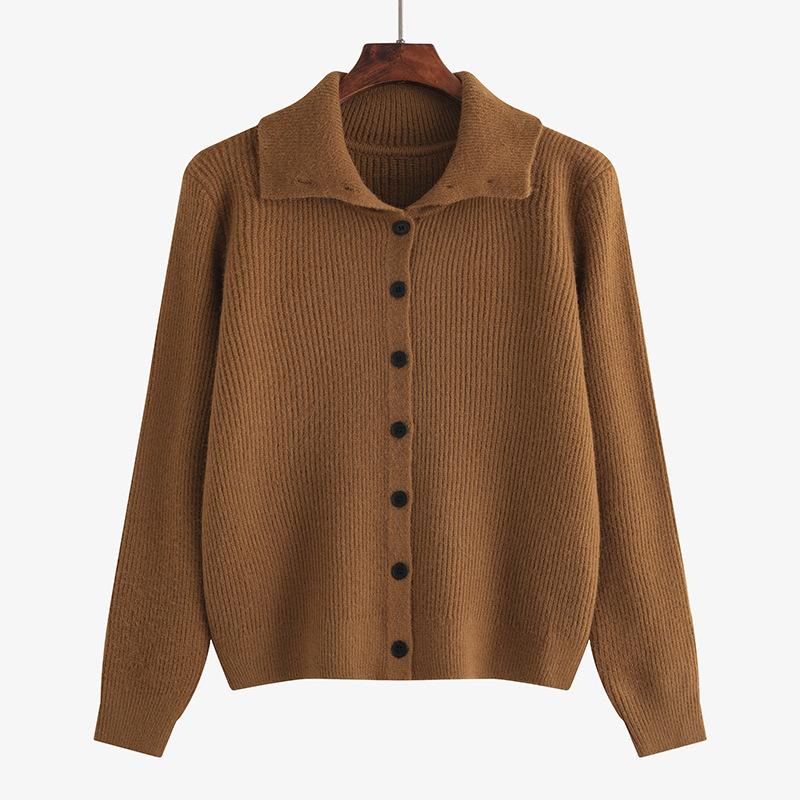 

Женский свитер-кардиган свободного покроя с высоким воротом и длинными рукавами больших размеров XXXL тыква