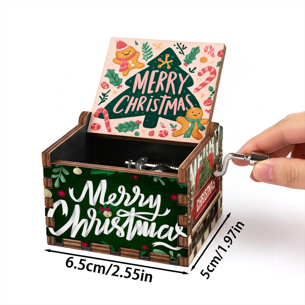 

Wooden Hand-Crank Christmas Music Box Ornament - Classical Handcrafted Design