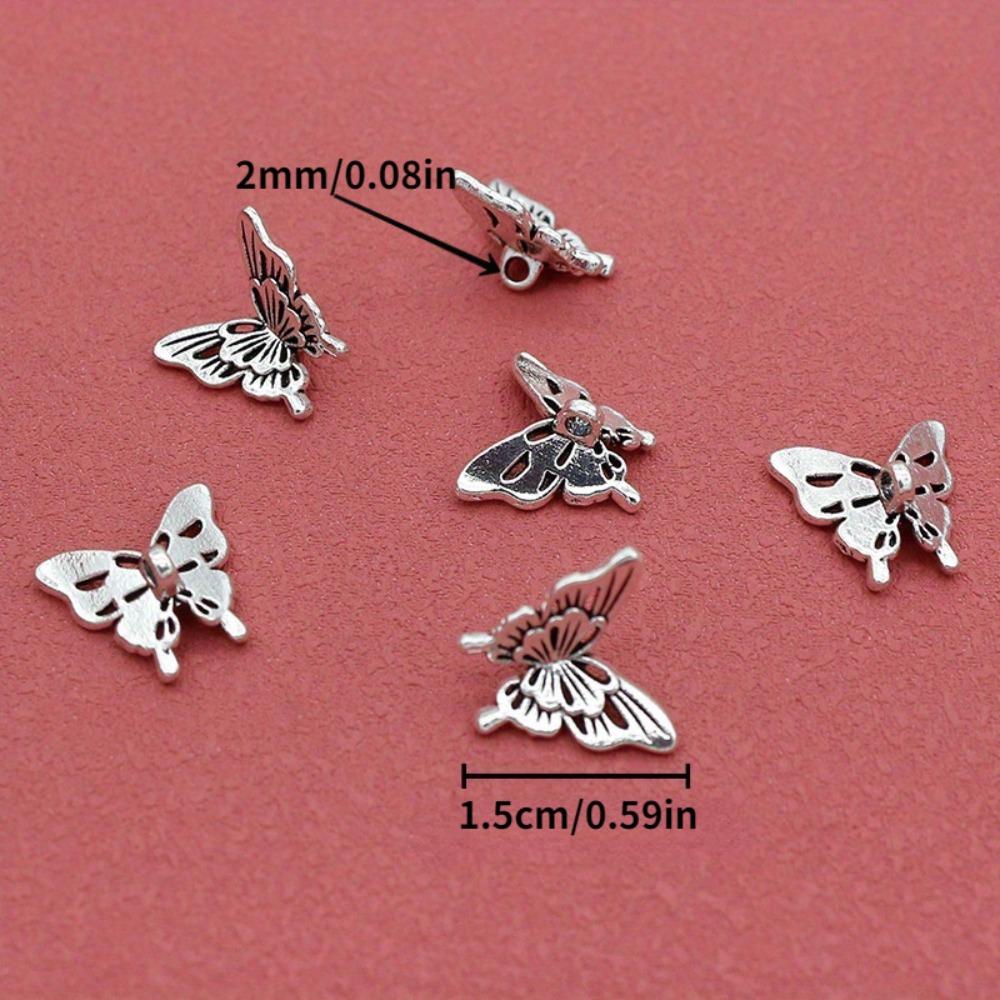 10PCS Silver Butterfly Accessories DIY- Necklace Pendant, Bracelet Bead Decoration, Party Jewelry Decoration Gift