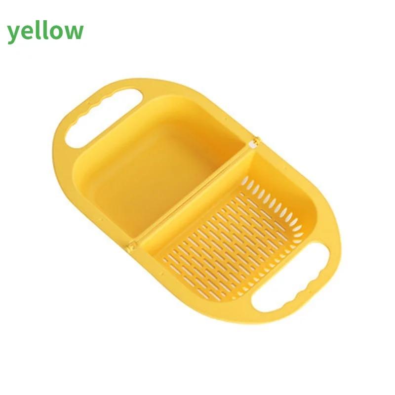 

Портативная складная корзина для слива Пластиковый таз для мытья овощей Бытовое хранение для мытья Фруктовые корзины Дуршлаги Кухонные инструменты жёлтый