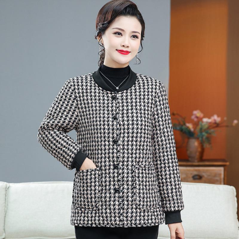 

Stylish Plaid Velvet Jacket for Mid-Aged Women - 2025 Autumn/Winter Collection XL (Recommended 85-105 jin) чёрный/кофейный