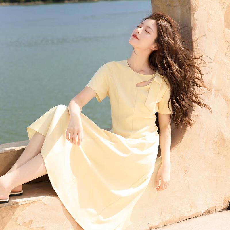 Sancai Plus Size Summer A-Line Ribbon Waist Dress