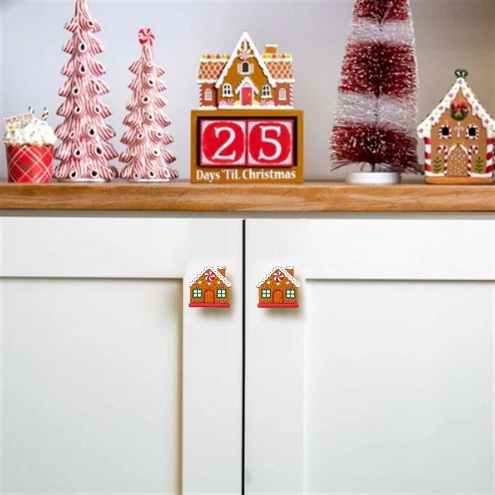 1/2Pcs Gingerbread House Shape Christmas Button Covers Reusable Easy to Install Closet Dresser Pulls