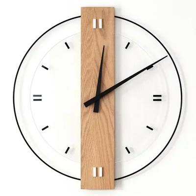 Creative Personality Modern Wood Wall Watch Simple Wall Clock Square Mute Wall Kitchen Clocks for Living Room Bedroom Decoration