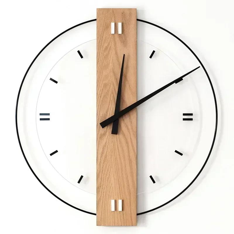 Creative Personality Modern Wood Wall Watch Simple Wall Clock Square Mute Wall Kitchen Clocks for Living Room Bedroom Decoration
