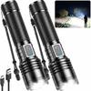 Flashlight Rechargeable LED High Lumens - 99,000 Lm Super Bright Flash Light with 5 Modes, Powerful Lintera for Home, Camping(2 Pack)
