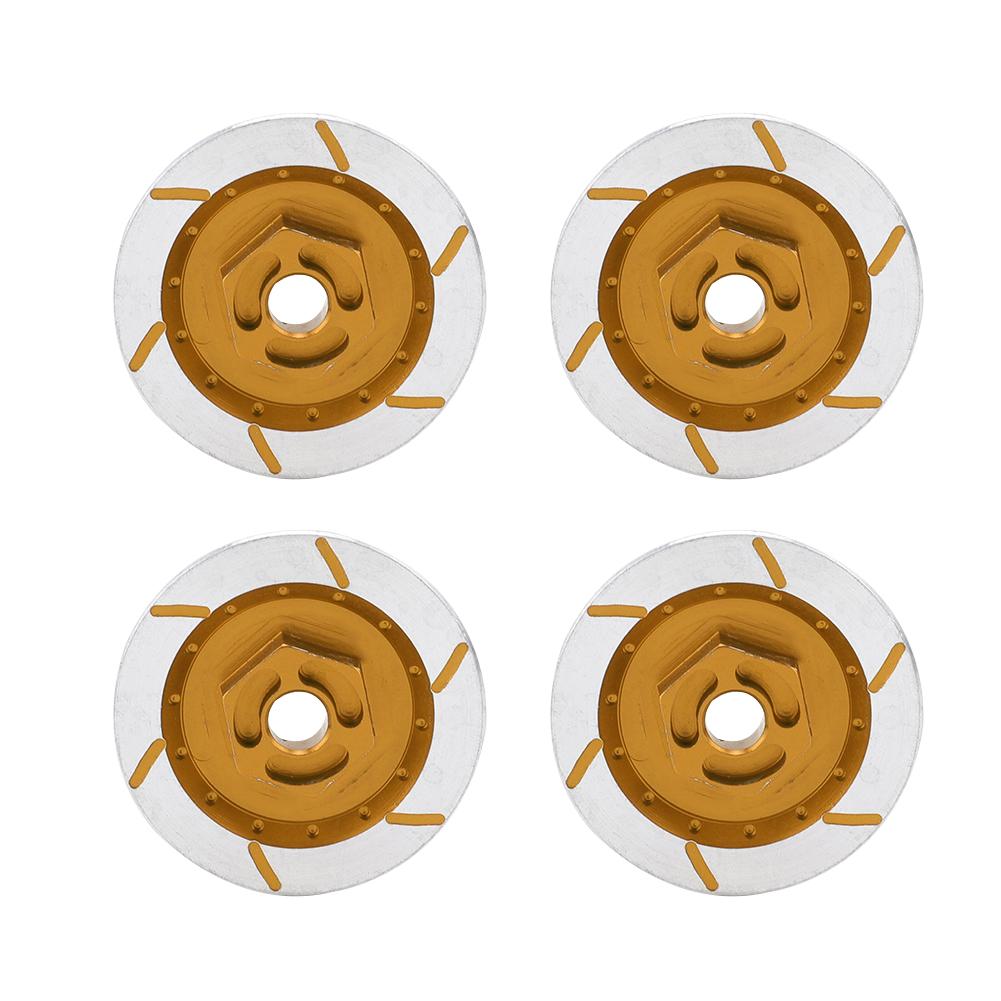 4pcs Aluminum Alloy Wheel Brake Disc Accessory Fit for HSP 94123 R31 1 10 RC CarYellow