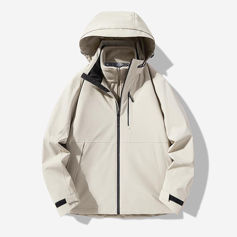 Outdoor Three-in-one Men and Women's Jacket Plus Velvet Thickened Waterproof Windproof Jacket Outdoor Windbreaker