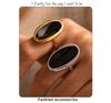 Qiong Yao Luxury French Oval Openwork Ring, Drop Oil, Heavy Casting, Stainless Steel, PVD Gold-Plated, Color Retention, Women's Jewelry.