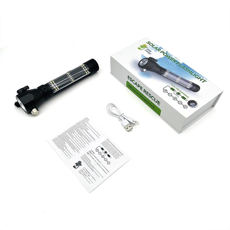 Wholesale Promotional Custom Logo Torch Light Type-C Usb Rechargeable High Power Solar Led