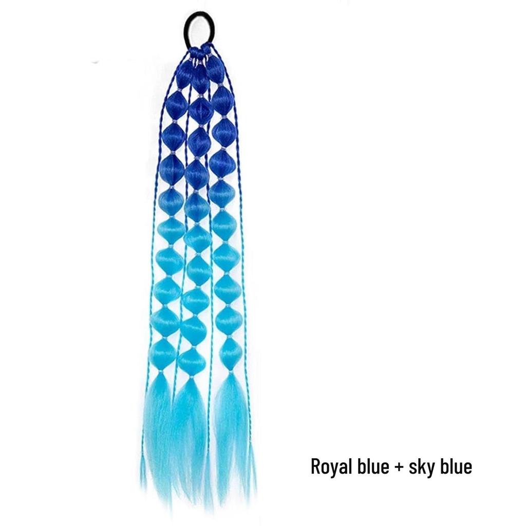 European Style Gradient Lantern Bubble Ponytail: Fashionable Women's Long Hand-woven Braid