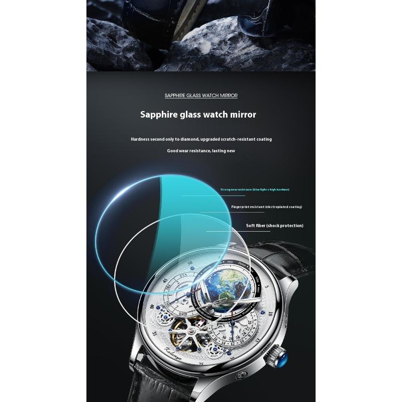 Ceas Mecanic de Marcă de Top Ceas Mecanic Automatic Scheleton Rezistent la Apă Casual Piele Naturală Ceas pentru Bărbați