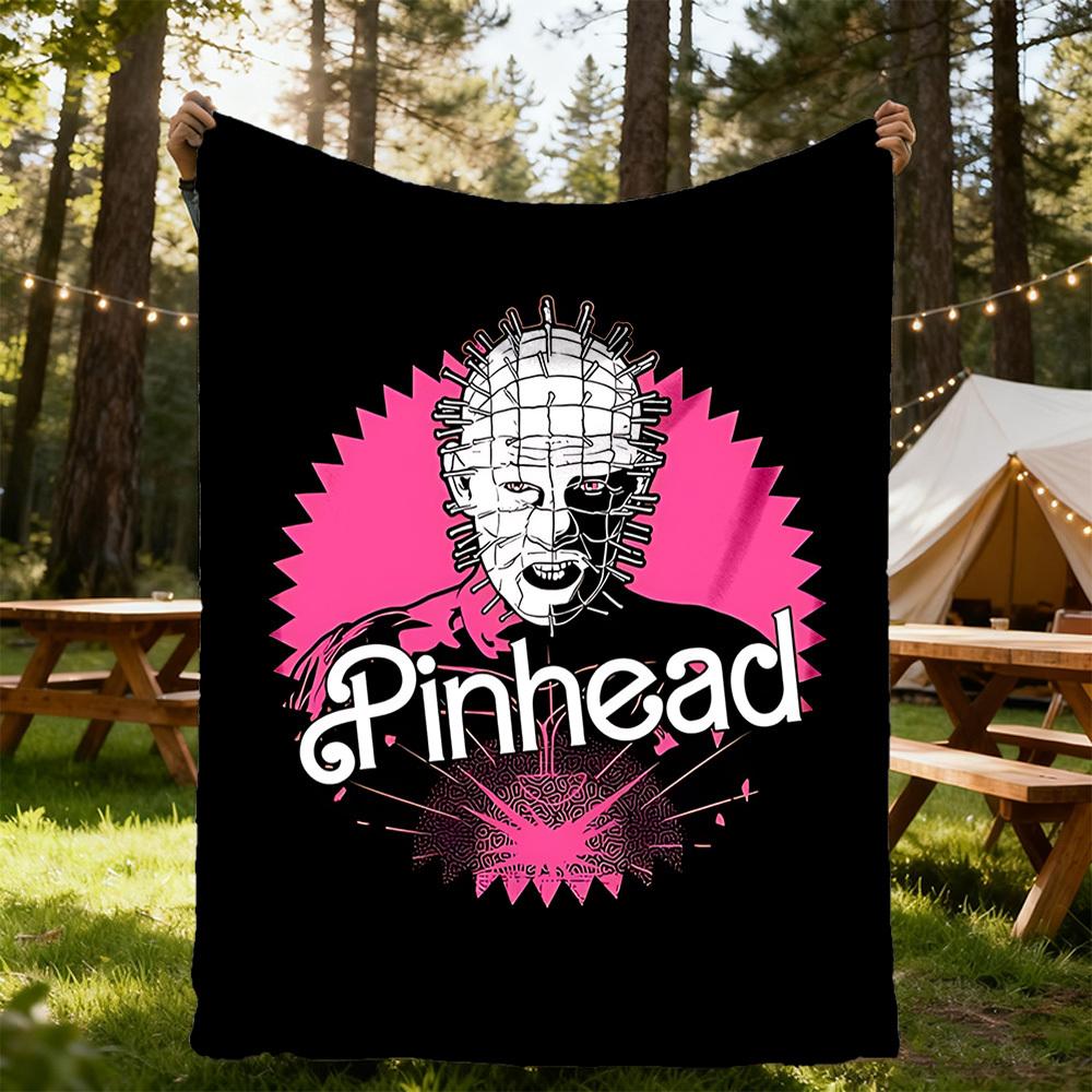 1 Stück Hellraiser Pinhead Outdoor-Decke Leichtes Flanell, Weich & Warm, Ganzjahresnutzung für Sofa, Outdoor, Camping, Wohnzimmer, Büro, Stuhl