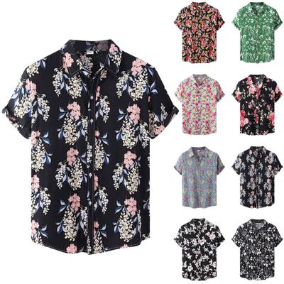 Men's Summer Casual Floral Print Design Hawaiian Style Short Sleeve Beach Vacation Shirt